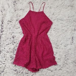Lace High Neck Strappy Romper